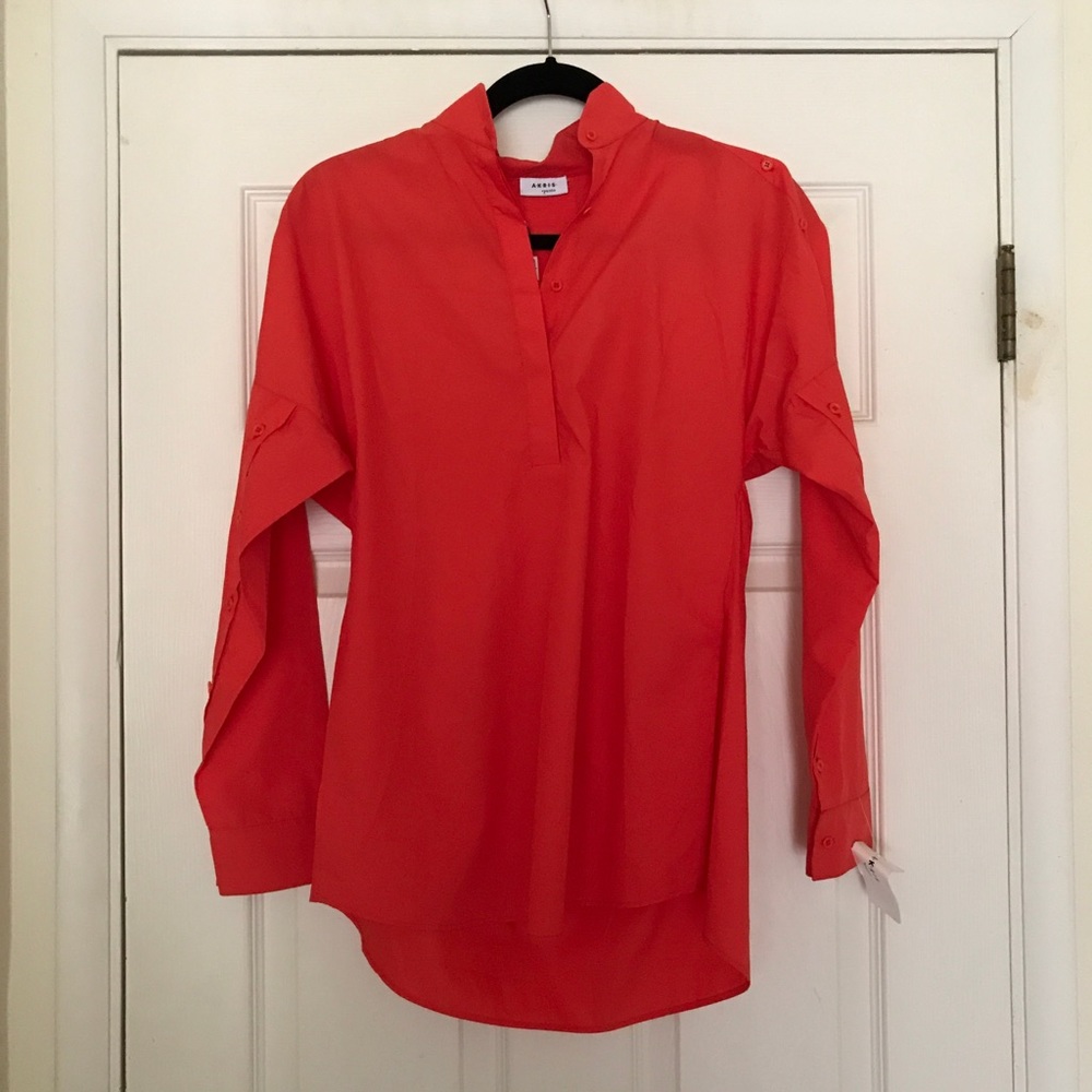 Akris Punto orange button blouse size 2